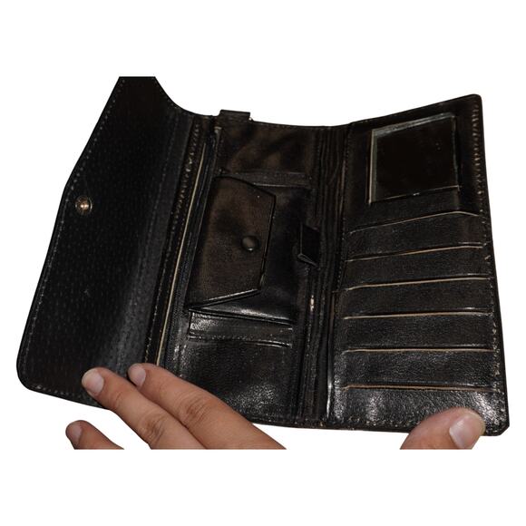 Hand Tooled Leather Sunflower Wallet Wristlet Black Brown Floral Western Boho - Picture 9 of 14